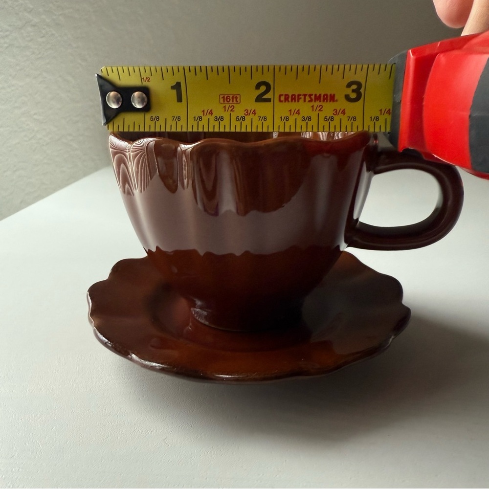 Hearth & Hand 5oz Scalloped Stoneware Espresso Tea Cup Brown, Fall Autumn 2025 - Picture 7 of 7